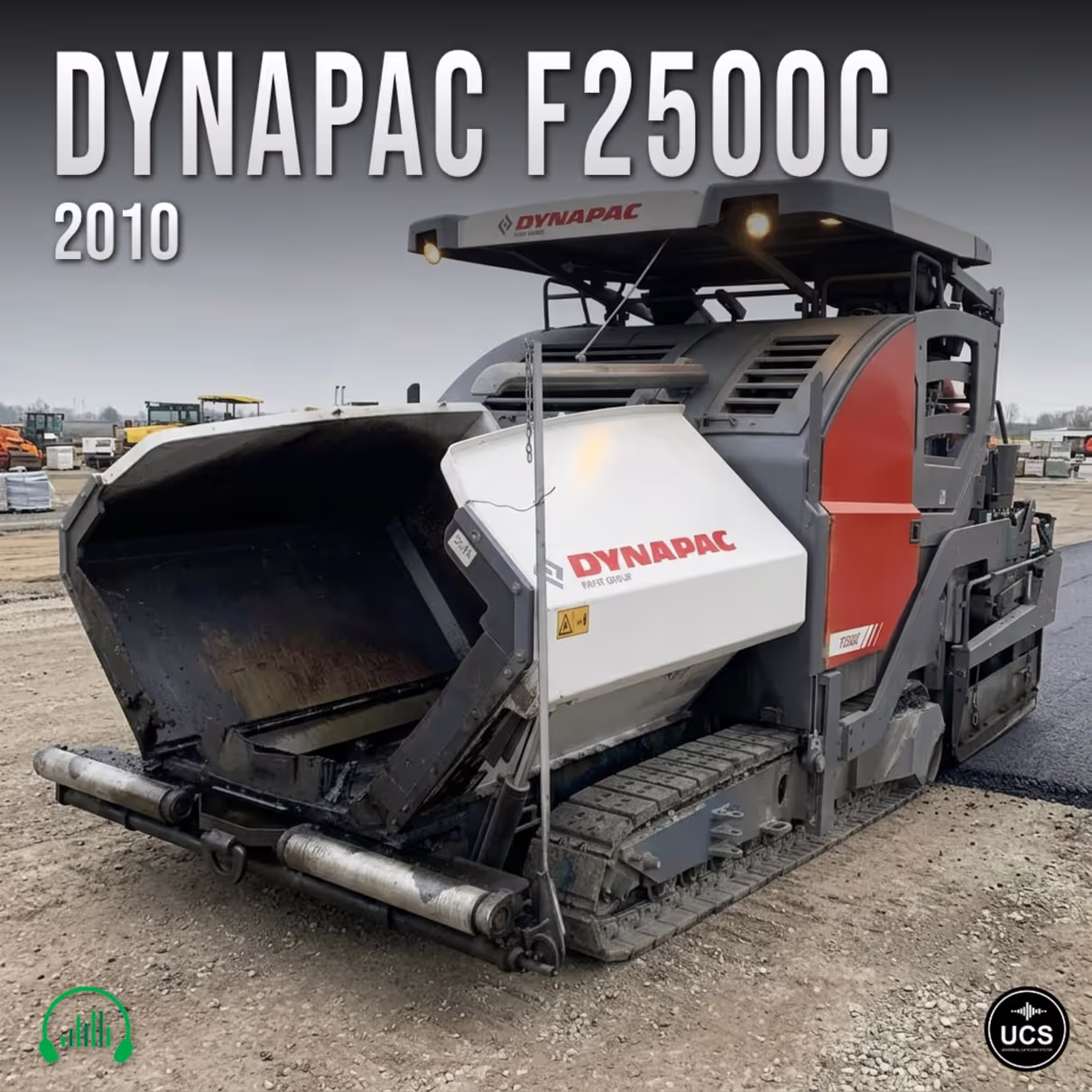 Dynapac F2500C 2010 Tracked Asphalt Paver sound effects library by Krampfstadt Studio