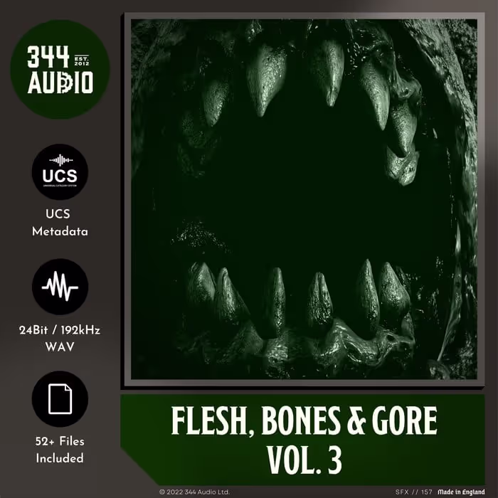 Flesh, Bones & Gore Vol. 3 sound effects library by 344 SFX