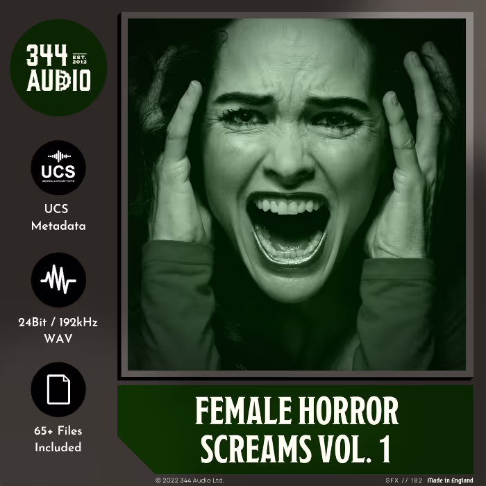 Female Horror Screams Vol. 1 sound effects library by 344 SFX