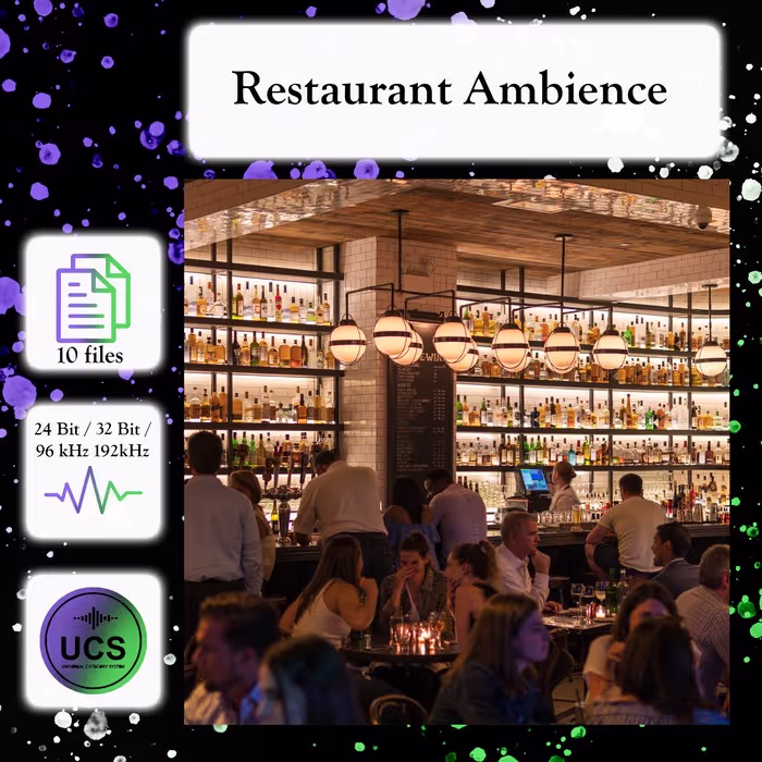 Restaurant Ambience sound effects library by Celine Woodburn
