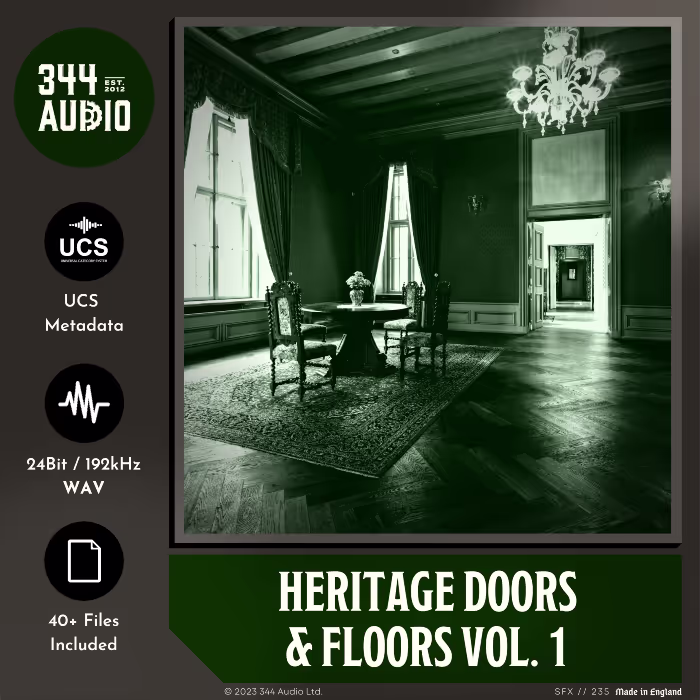 Heritage Doors & Floors Vol. 1 sound effects library by 344 SFX