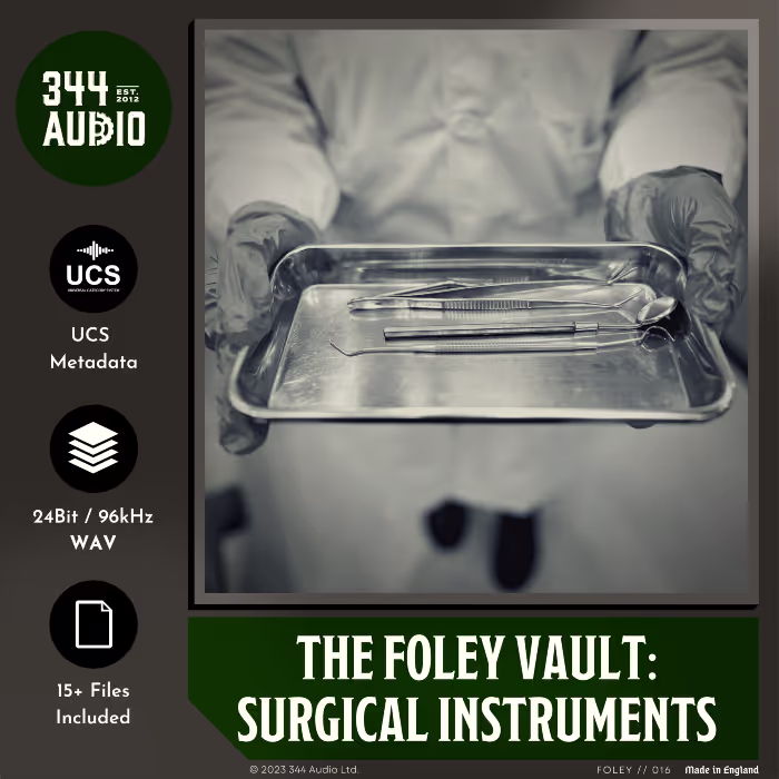 The Foley Vault: Surgical Instruments sound effects library by 344 SFX