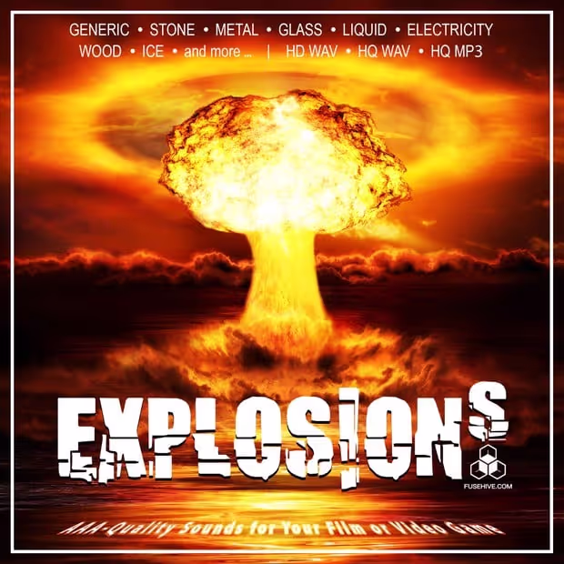 Cinematic Explosions sound effects library by Fusehive