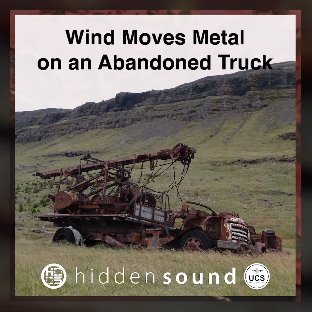 Wind Moves Metal on an Abandoned Truck sound effects library by Hidden Sound