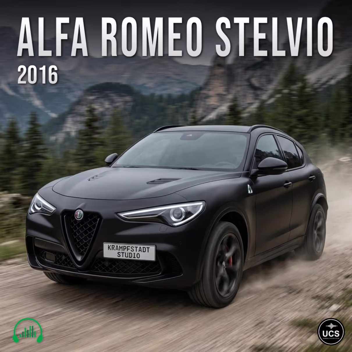Alfa Romeo Stelvio 2016 compact crossover SUV sport utility vehicle sound effects library by Krampfstadt Studio