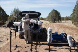 Chuck Russom setting up a gun recording session