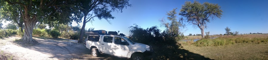 A panoramic view of the campsite