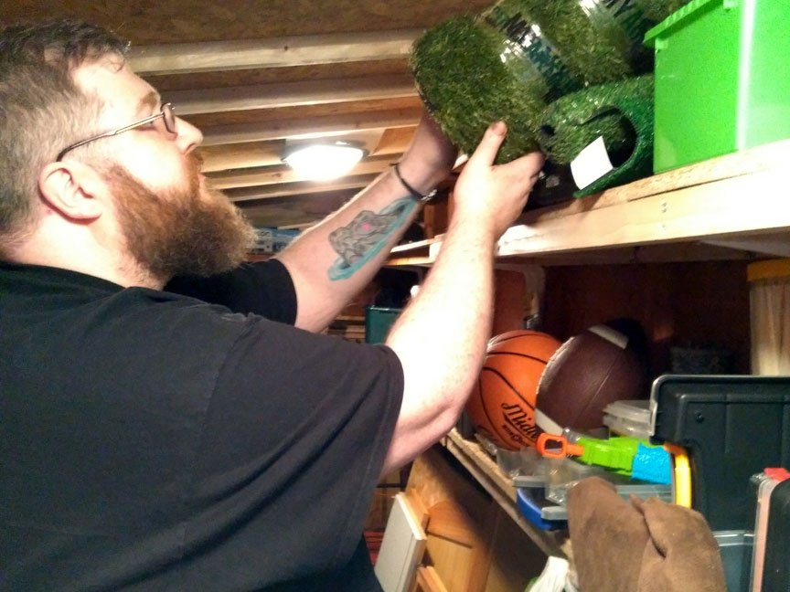 Will Morton looks through his Foley collection