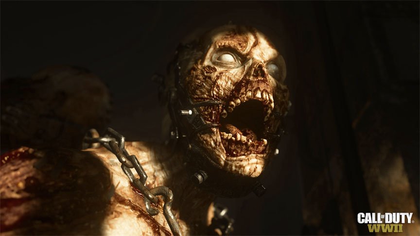 A vicious wrapped in chains bares its teeth.