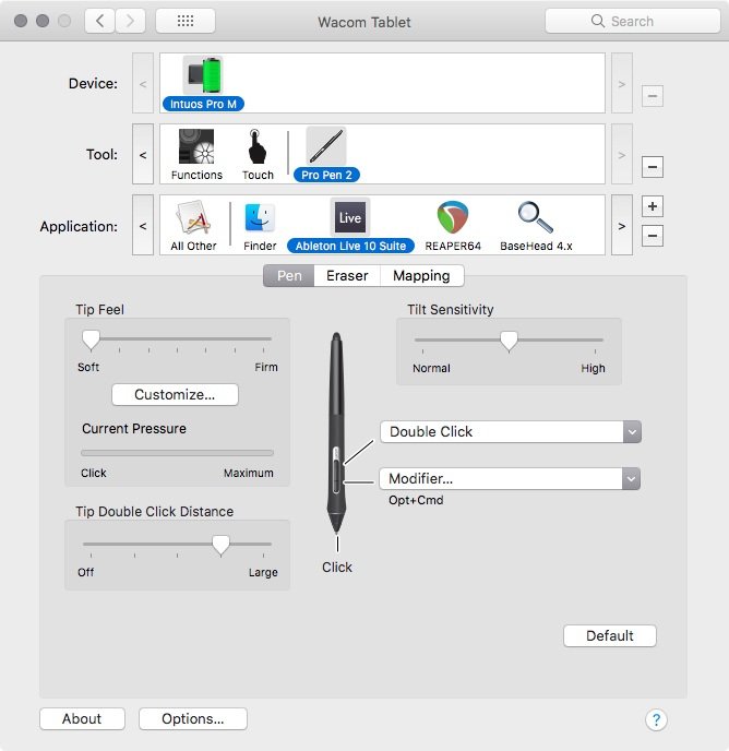Customized Wacom tablet settings