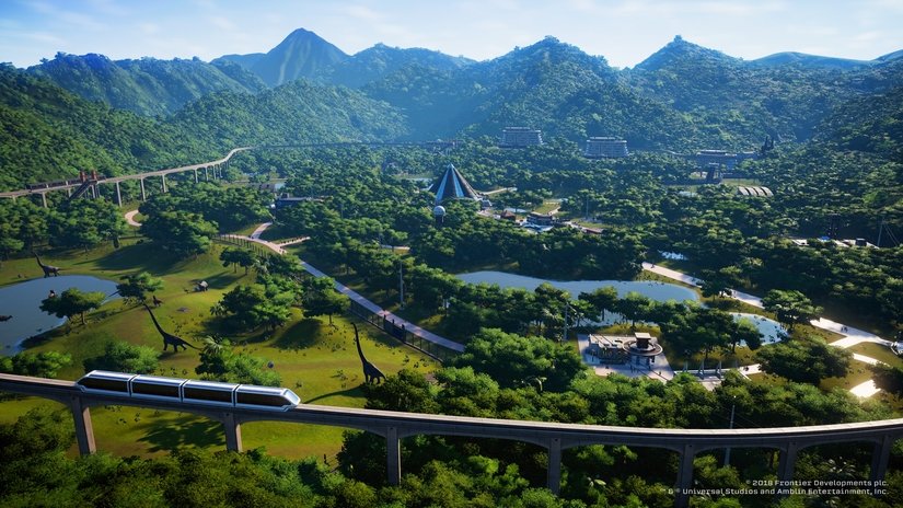The vibrant landscape of Jurassic World.