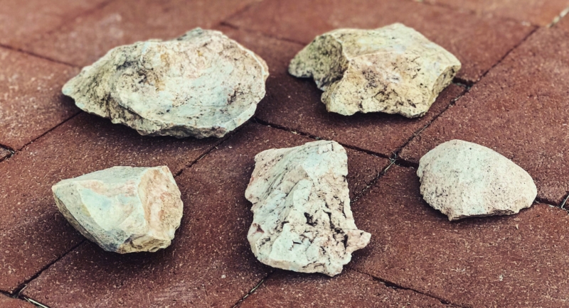 5 differently-shaped rocks