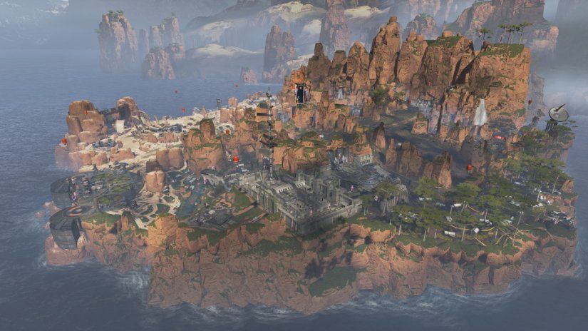 A bird's eye view of the rocky island.